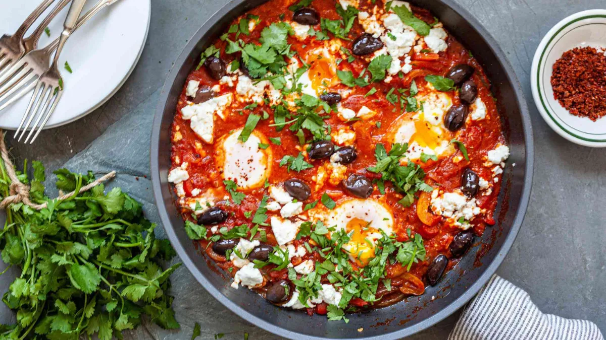 Shakshuka with Feta, Olives, and Peppers
